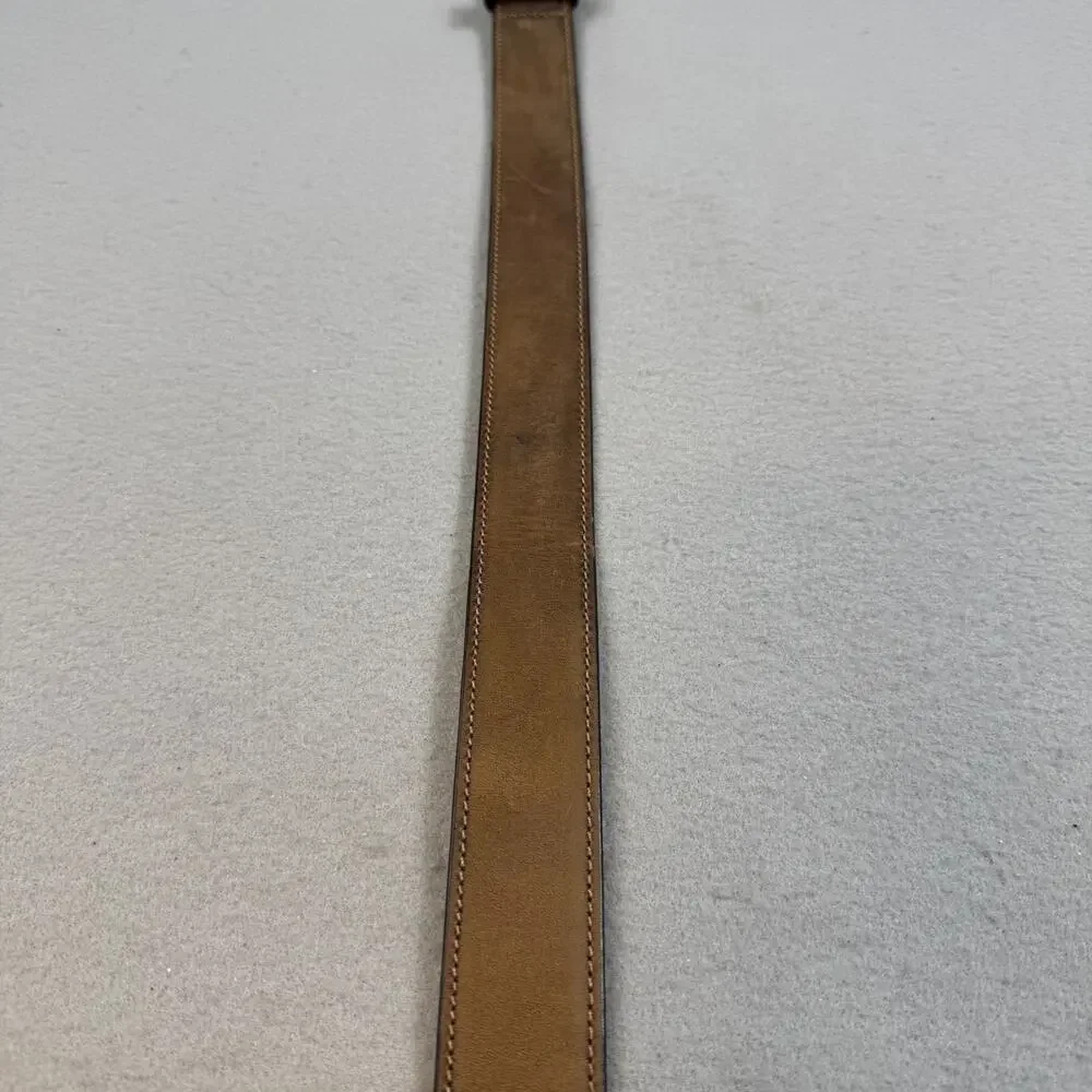 Johnston & Murphy Leather Belt Mens 38 Brown Distressed Oiled Contrast Stitched